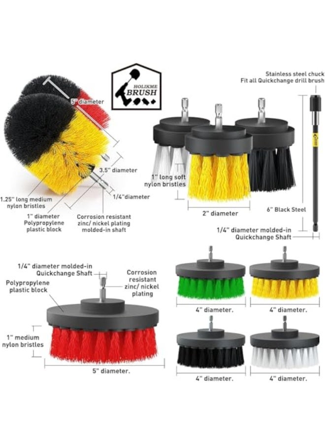 25 Pieces Drill Brush Attachments Set, Health Multi-Purpose Power Scrubber Brush Set with Brush, Scrub Pads, Sponge, Polishing Pads, Long Attachment for Bathroom, Kitchen, Tiles, Sinks - Image 5