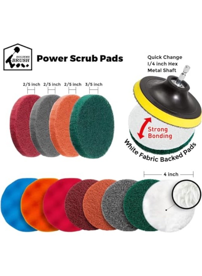 25 Pieces Drill Brush Attachments Set, Health Multi-Purpose Power Scrubber Brush Set with Brush, Scrub Pads, Sponge, Polishing Pads, Long Attachment for Bathroom, Kitchen, Tiles, Sinks - Image 2