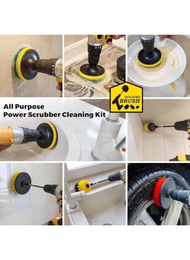 25 Pieces Drill Brush Attachments Set, Health Multi-Purpose Power Scrubber Brush Set with Brush, Scrub Pads, Sponge, Polishing Pads, Long Attachment for Bathroom, Kitchen, Tiles, Sinks - Image 4
