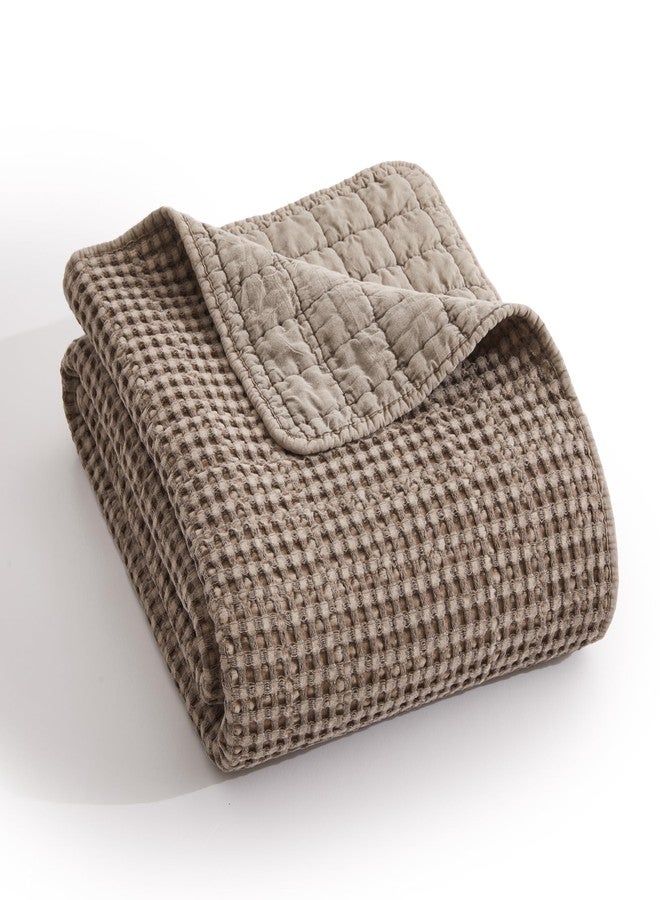 Levtex Home - Mills Waffle - Throw - Cocoa Cotton Waffle - Throw Size 50 x 60in. - Image 1
