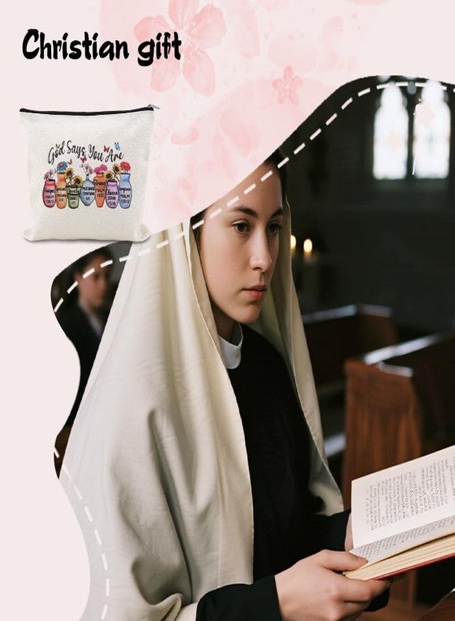 YangQian Christian Makeup Bags for Women Girls Religious Toiletry Bag for Teens Adults Inspirational Bible Verse Bag Pouch Catholic Birthday Gifts for Her Friend Female Baptism Confirmation Affirmations Gift - Image 3