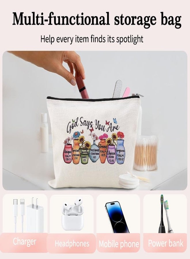 YangQian Christian Makeup Bags for Women Girls Religious Toiletry Bag for Teens Adults Inspirational Bible Verse Bag Pouch Catholic Birthday Gifts for Her Friend Female Baptism Confirmation Affirmations Gift - Image 2