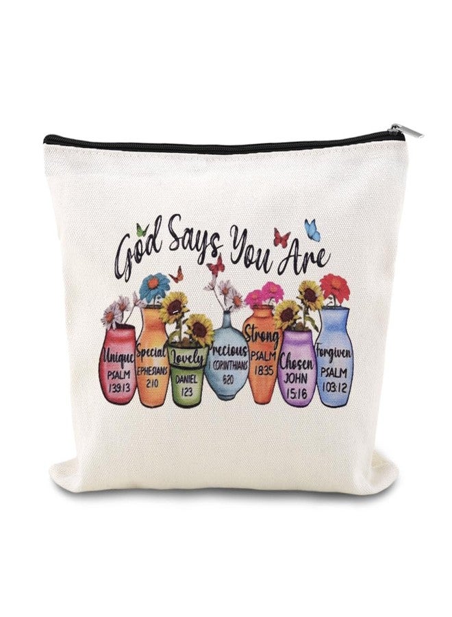 YangQian Christian Makeup Bags for Women Girls Religious Toiletry Bag for Teens Adults Inspirational Bible Verse Bag Pouch Catholic Birthday Gifts for Her Friend Female Baptism Confirmation Affirmations Gift - Image 1