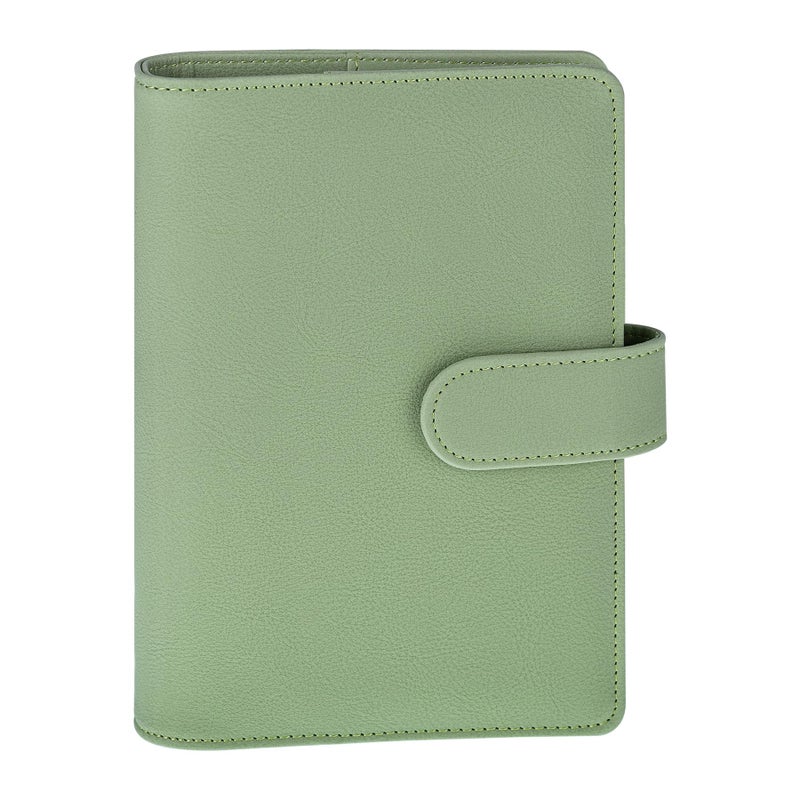 Antner A6 Notebook Binder Refillable 6 Ring Budget Binder Cover for A6 Refill Paper, PU Leather Budget Planner Organizer with Magnetic Buckle, Loose Leaf Personal Planner, Matcha Green - Image 1