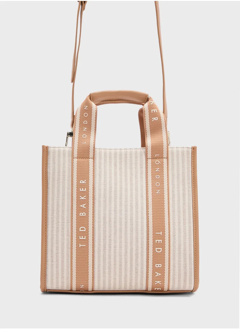 تيد بيكر Harllee Striped Canvas Small Webbing Crossbody Bag