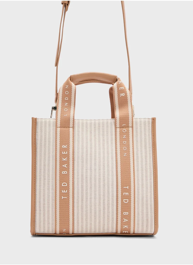 تيد بيكر Harllee Striped Canvas Small Webbing Crossbody Bag