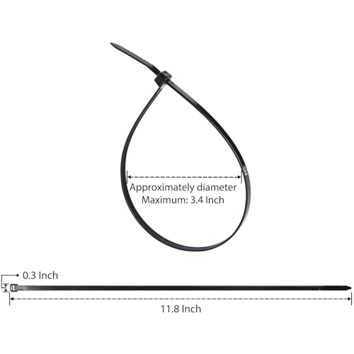 Cehony Cable Zip Ties 12 inch Cehony 500 Pack Black Zip Ties Heavy Duty 50lbs Tensile Strength Plastic Zip Ties for Outdoor and Indoor Multi-Purpose Cable Ties Self-Locking UV Resistant Wire Ties Wraps - Image 2