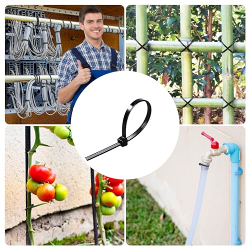 Cehony Cable Zip Ties 12 inch Cehony 500 Pack Black Zip Ties Heavy Duty 50lbs Tensile Strength Plastic Zip Ties for Outdoor and Indoor Multi-Purpose Cable Ties Self-Locking UV Resistant Wire Ties Wraps - Image 4