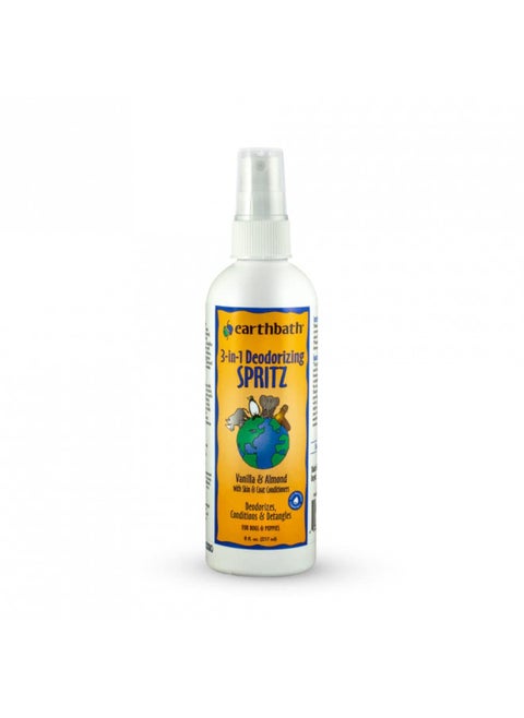 earthbath Vanilla & Almond 3-in-1 Dog & Puppy Deodorizing Spritz - Deodorizes, Conditions, & Detangles, Aloe Vera, Vitamin E - Keep Your Dog's Coat Feeling Soft and Tangle Free - 8 fl. oz