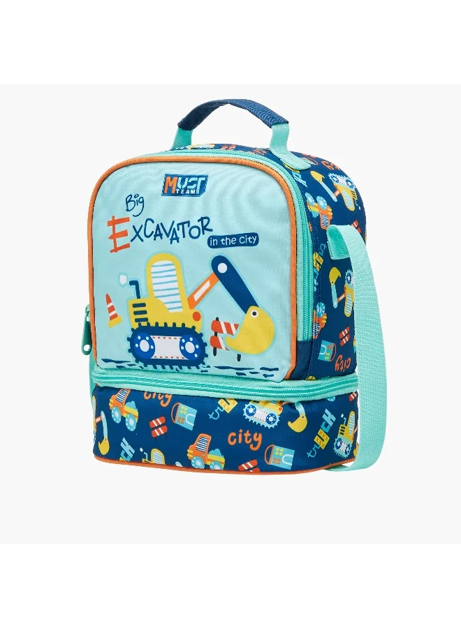 ماست Lunch Bag-Buldozer-2 Cmprt-7L-Age 1-4 (Polyester) Blue \ 24X12X20