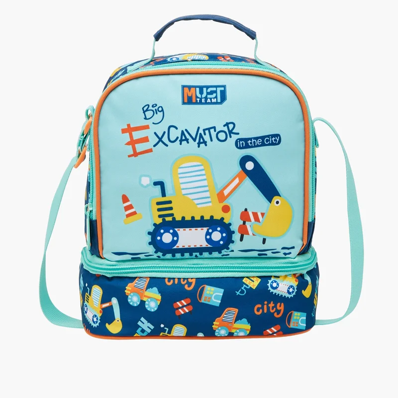 ماست Lunch Bag-Buldozer-2 Cmprt-7L-Age 1-4 (Polyester) Blue \ 24X12X20