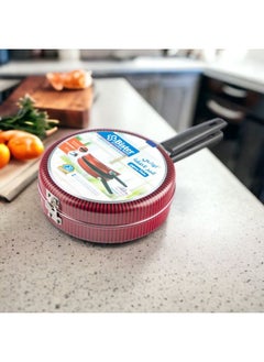 Bister Stripy Classy Round Omelette Aluminium Layered with Tefloan Coating, 20cm , Drak Red Color  - Image 1
