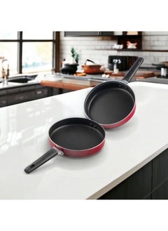 Bister Stripy Classy Round Omelette Aluminium Layered with Tefloan Coating, 20cm , Drak Red Color  - Image 5