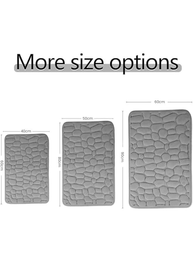 HOOKOR Memory Foam Bath Mat, Cobblestone Bathroom Rugs, Soft Comfortable, Water Absorption, Machine Washable Bath Rugs (60 x 90 cm) - Image 2