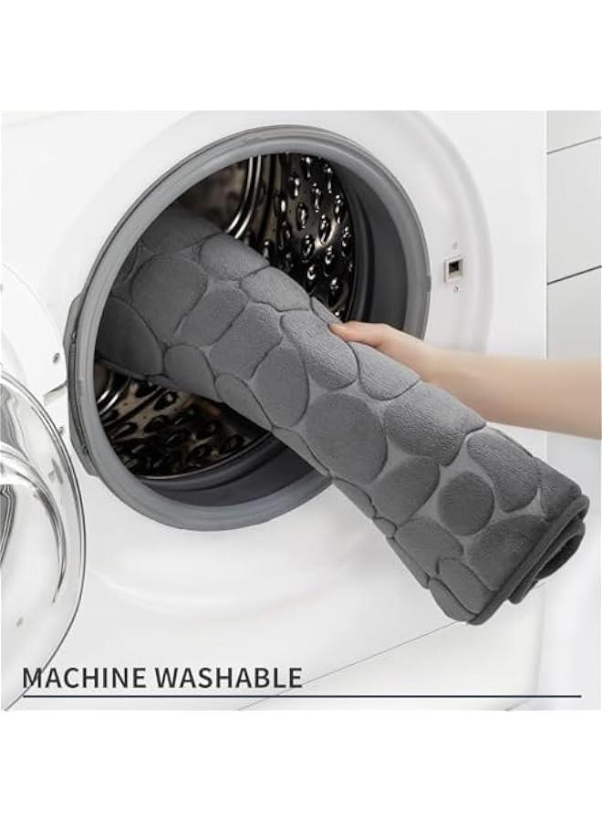 HOOKOR Memory Foam Bath Mat, Cobblestone Bathroom Rugs, Soft Comfortable, Water Absorption, Machine Washable Bath Rugs (60 x 90 cm) - Image 4