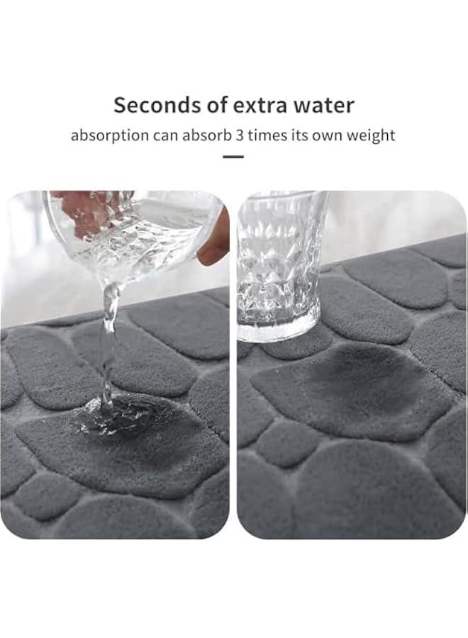 HOOKOR Memory Foam Bath Mat, Cobblestone Bathroom Rugs, Soft Comfortable, Water Absorption, Machine Washable Bath Rugs (60 x 90 cm) - Image 5