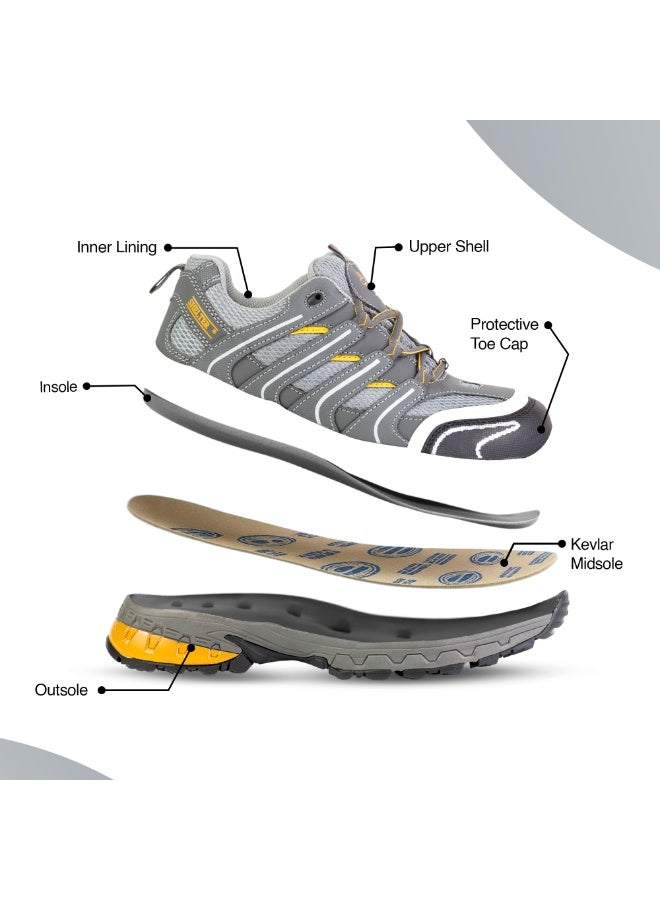 SHELTER Industrial Safety Shoes for Men Durable Steel Toe Work Shoes with Breathable Mesh Lining and Slip Resistant Sole - Image 5