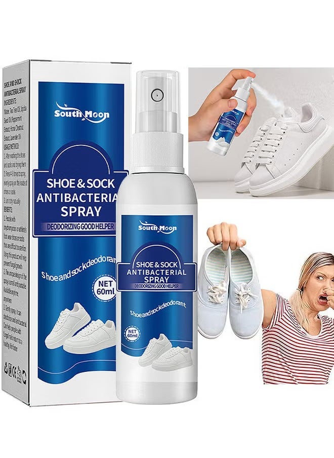 SOUTH MOON 60ml Shoe and Sock Antibacterial Spray Shoe Odor Eliminator Deodorizer Spray and Removes Bad Smells of Boots Heels Tennis Shoe Cleats Sneakers Ballet Shoe Sports Shoes  - Image 1