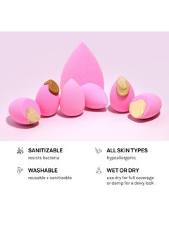 AOA STUDIO AOA STUDIO Collection MiNi Makeup Sponge Set Blender Latex Free and High-definition of 6 For Powder Cream Liquid, Super Soft Wonder Beauty Cosmetic 3 Tear Drop + Beveled Shape (Pink)  - Image 5
