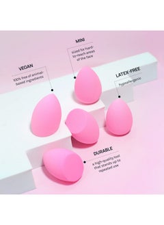 AOA STUDIO AOA STUDIO Collection MiNi Makeup Sponge Set Blender Latex Free and High-definition of 6 For Powder Cream Liquid, Super Soft Wonder Beauty Cosmetic 3 Tear Drop + Beveled Shape (Pink)  - Image 3