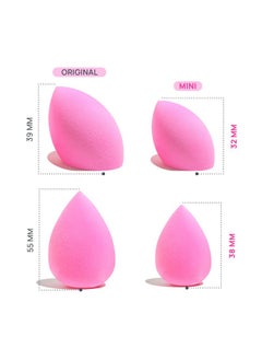 AOA STUDIO AOA STUDIO Collection MiNi Makeup Sponge Set Blender Latex Free and High-definition of 6 For Powder Cream Liquid, Super Soft Wonder Beauty Cosmetic 3 Tear Drop + Beveled Shape (Pink)  - Image 4