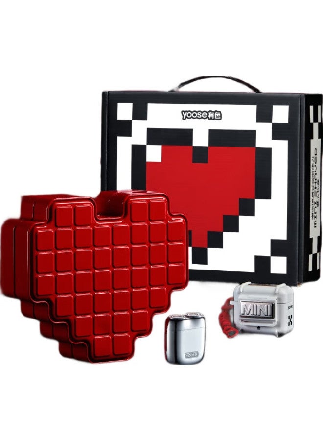 Yoose Electric Shaver Portable Alloy Razor For Men, Rotary Shaving, Birthday Gift, Valentine'S Day Gift For Boyfriend Or Husband, Beard Trimmer, Mini2.0, Heart-Shaped Gift Box - Image 1