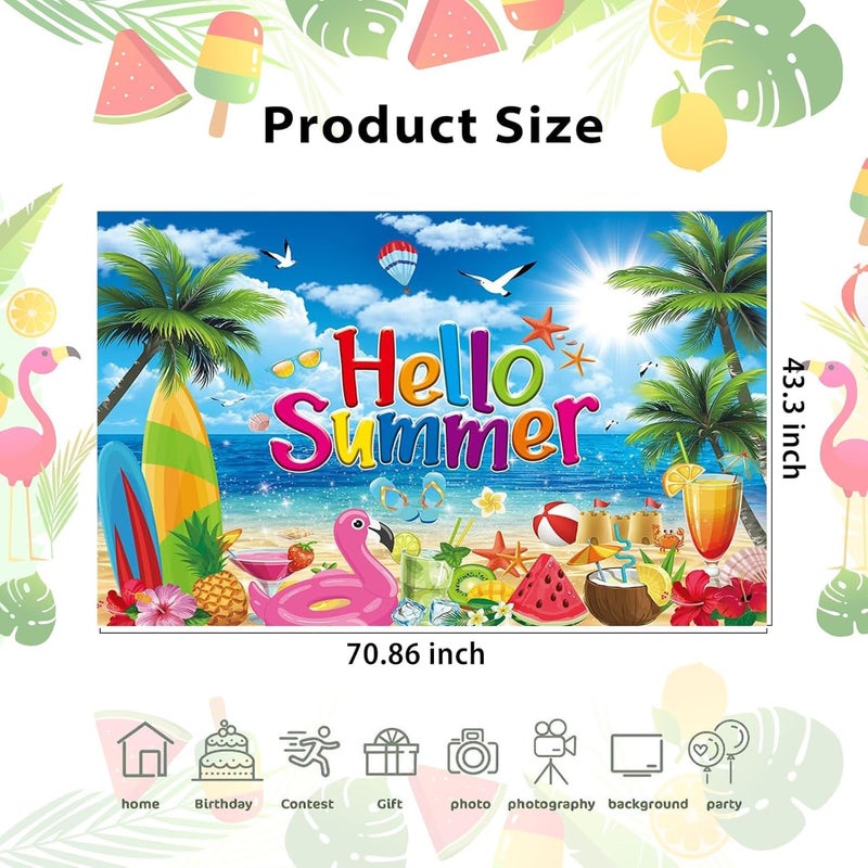 ELECDON Summer Hawaiian Beach Backdrop - Image 4