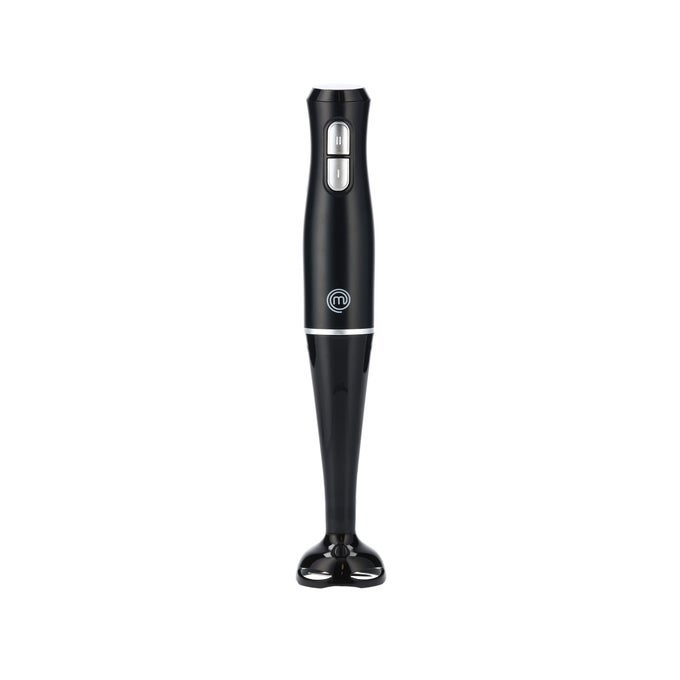 HAND BLENDER STICK ELECTRIC HANDHELD FOOD PROCESSOR 2 BLENDING SPEEDS STAINLESS STEEL BLADES IMMERSION LIQUIDISER WITH REMOVABLE WASHABLE LEG NONSCRATCH PLASTIC 200W BLACK