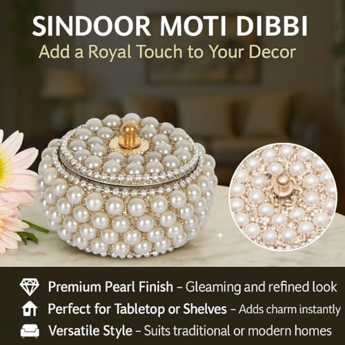 ANSHEZ Sindoor Moti Dibbi Handcrafted | Gifting Earrings/Ring Moti | Kumkum & Kumkum Dibbi Sindoor Dani Decoration dibbi For Gift & Fancy Pack of 2 - Image 2