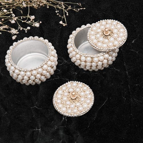 ANSHEZ Sindoor Moti Dibbi Handcrafted | Gifting Earrings/Ring Moti | Kumkum & Kumkum Dibbi Sindoor Dani Decoration dibbi For Gift & Fancy Pack of 2 - Image 1