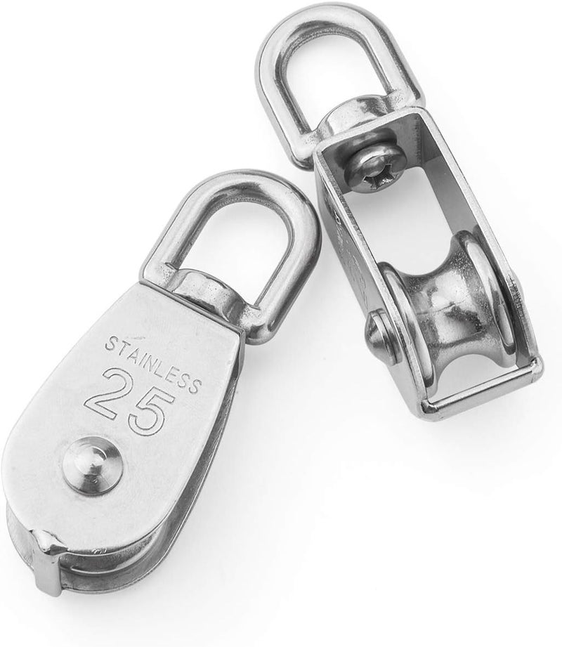 CBTONE M25 Single Pulley Block Loading 550lbs, 10 Pack 304 Stainless Steel Wire Rope Single Roller 25mm Lifting Crane Swivel Hook - Image 5