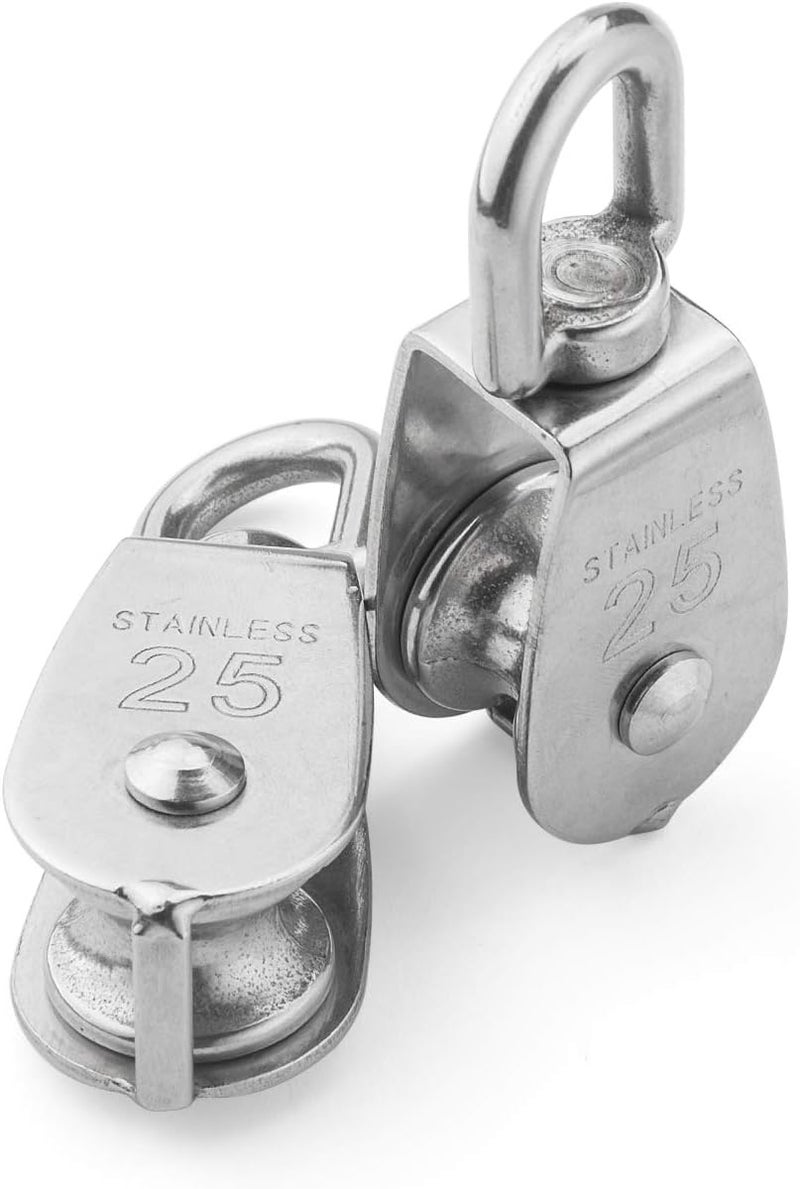 CBTONE M25 Single Pulley Block Loading 550lbs, 10 Pack 304 Stainless Steel Wire Rope Single Roller 25mm Lifting Crane Swivel Hook - Image 4
