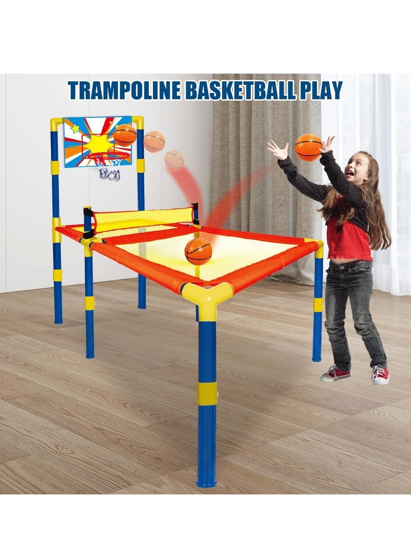 Rally 3 in 1 Kids Playset - Portable Trampoline Ping Pong Table Tennis Basketball - Image 4