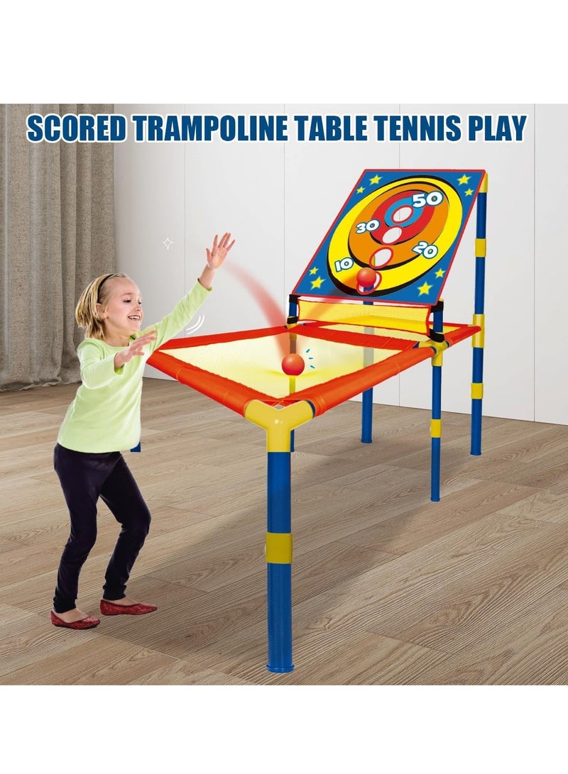Rally 3 in 1 Kids Playset - Portable Trampoline Ping Pong Table Tennis Basketball - Image 3