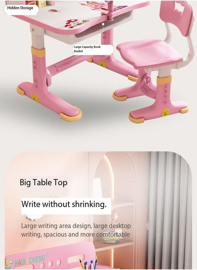 fashionhome Modern Ergonomic Design Adjustable Height Student Chair with Storage Drawers Study Reading Writing and Drawing Workstation Table Kids Furniture  - Image 3