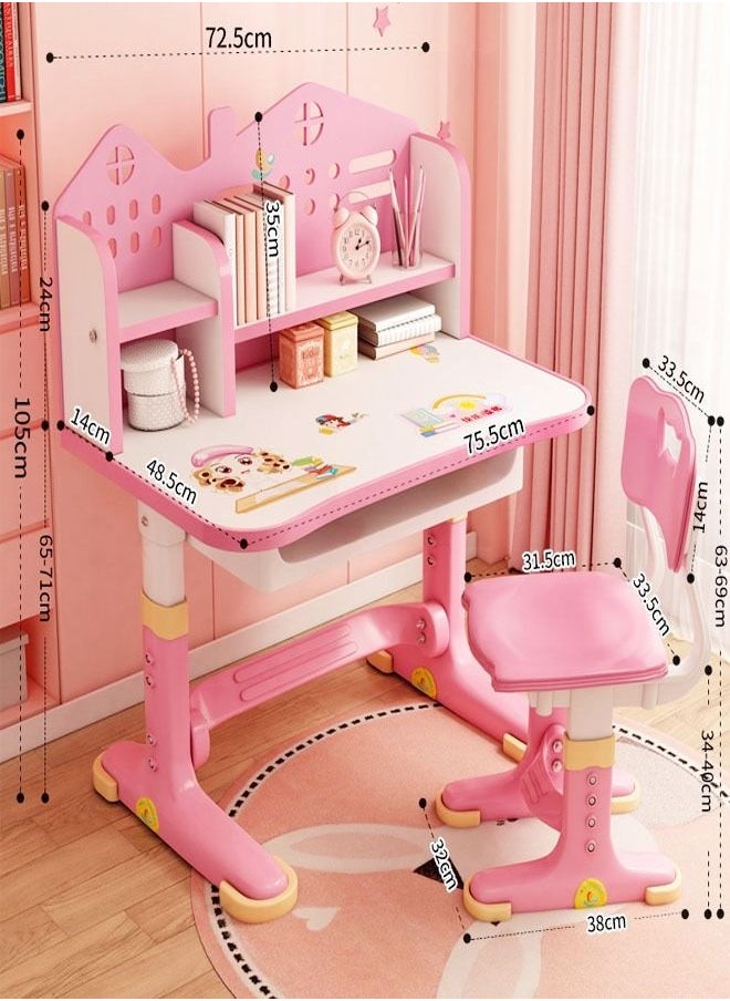 fashionhome Modern Ergonomic Design Adjustable Height Student Chair with Storage Drawers Study Reading Writing and Drawing Workstation Table Kids Furniture  - Image 5