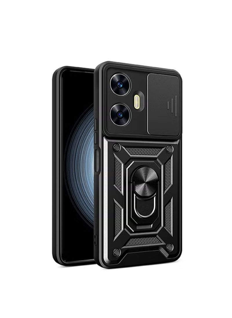 X-level Realme C55 Case Cover Protector Accessories with Camera Len Protection Anti-Scratch Shockproof Anti-Fingerprints Back Cover with 360 Car Mount Magnetic Ring Holder Case Protector  - Image 1