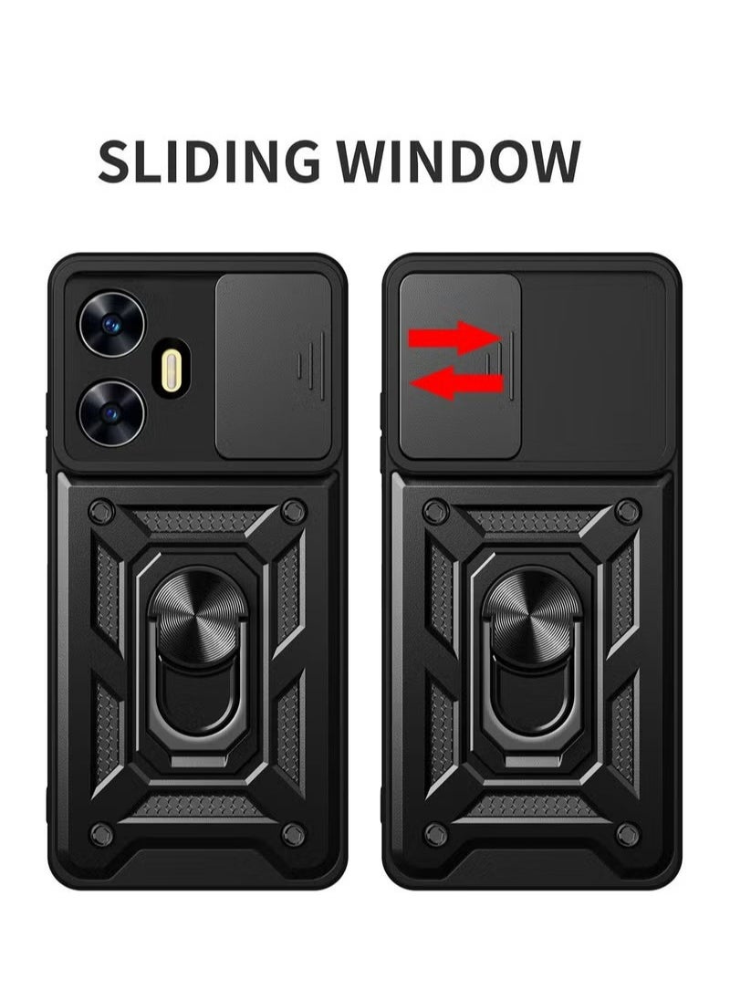 X-level Realme C55 Case Cover Protector Accessories with Camera Len Protection Anti-Scratch Shockproof Anti-Fingerprints Back Cover with 360 Car Mount Magnetic Ring Holder Case Protector  - Image 2