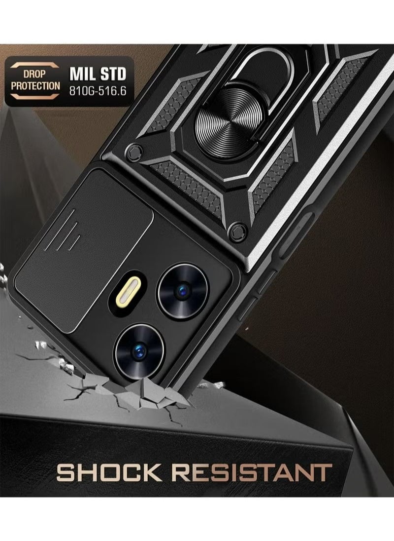 X-level Realme C55 Case Cover Protector Accessories with Camera Len Protection Anti-Scratch Shockproof Anti-Fingerprints Back Cover with 360 Car Mount Magnetic Ring Holder Case Protector  - Image 5
