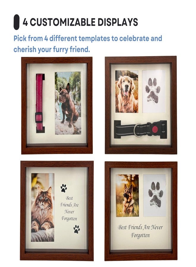 OtterPets Memorial Picture Frame for Pets - Paw Print Kit - Remembrance for Dogs & Cats - Shadow Box with Collar - Keepsake Tribute for Sympathy - Loss of Dog Bereavement Gift (Brown) - Image 2