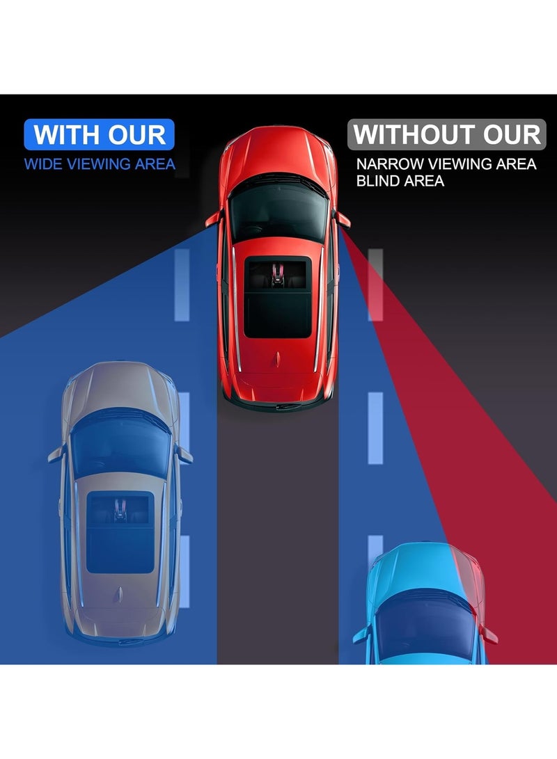 مرآة مرآة مرآة عمياء ثنائية الجانب مع مرآة جانبية واقي المطر، ألياف الكربون 2 في 1 الرؤية الخلفية أغلفة مرآة المطر، 360 درجري مرآة محدبة قابلة للضبط - Image 5