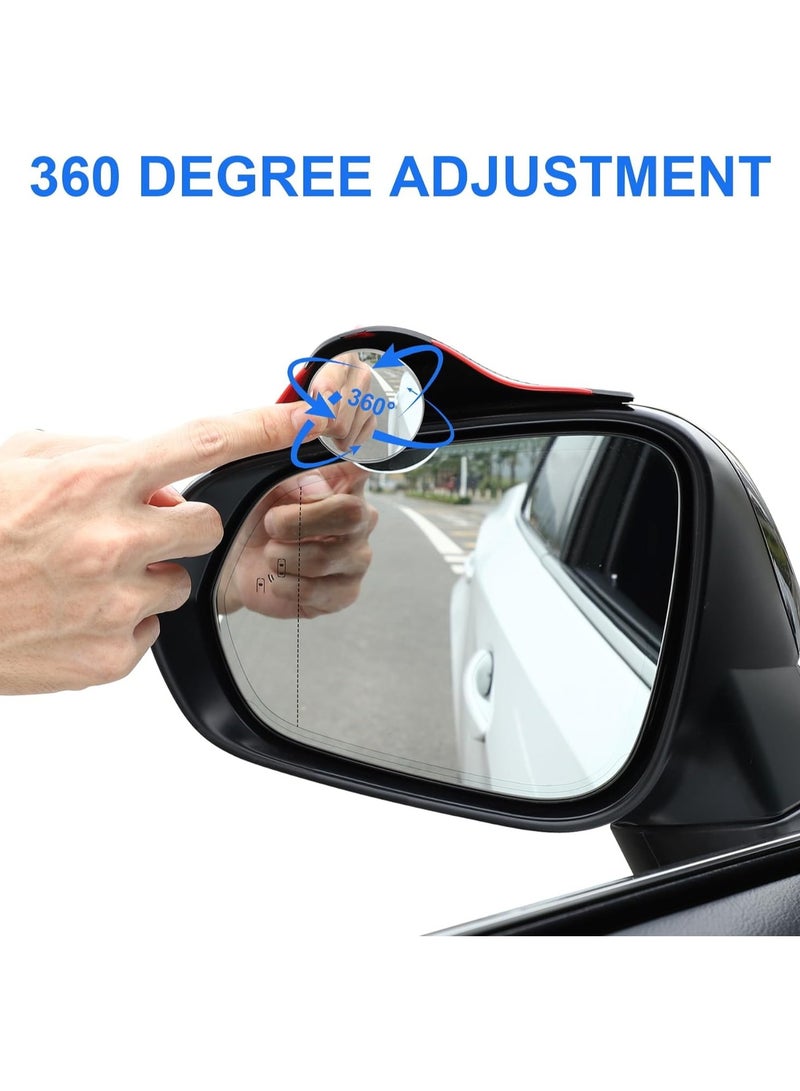مرآة مرآة مرآة عمياء ثنائية الجانب مع مرآة جانبية واقي المطر، ألياف الكربون 2 في 1 الرؤية الخلفية أغلفة مرآة المطر، 360 درجري مرآة محدبة قابلة للضبط - Image 4