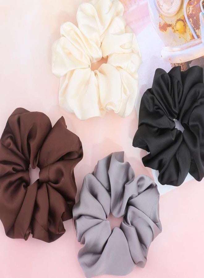 CHIROGRAPHY 6 Pcs Luxury Big Scrunchies for Women Thick Hair, Premium Satin Softer than Silk, XL 6 Inch Extra Large Scrunchy Elastic Hair Bands Accessories, 6 Pack, Neutral - Image 4