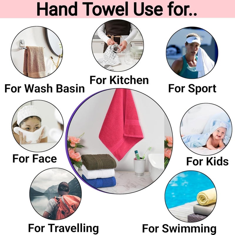 Onomie Cotton Hand Towel Set | Pure Cotton,Quick Dry | Size 40cm x 60cm | Luxury Towels for Sports,Home and Kitchen Pack of 1 (Maroon) - Image 3