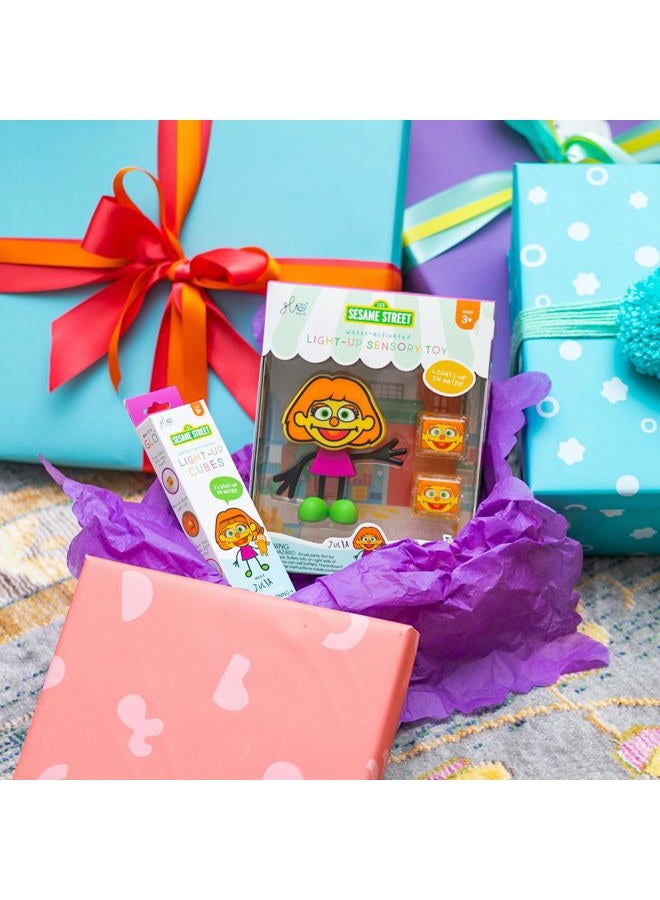 Glo Pals x Sesame Street Julia Water-Activated Bath Toy with 6 Reusable Light-Up Cubes for Sensory Play - Image 4