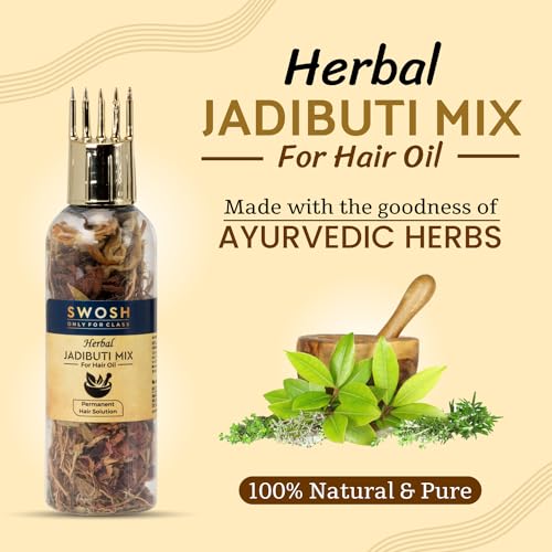 SWOSH Ayurvedic Herbal Hair Oil Mix 2 Combo Bottle with Healthy Hair Packed with Goodness of Ayurvedic Natural Dried Herbs For Oil Infusion Made In India Pack of 21 pack 035 Oz10 gm - Image 5