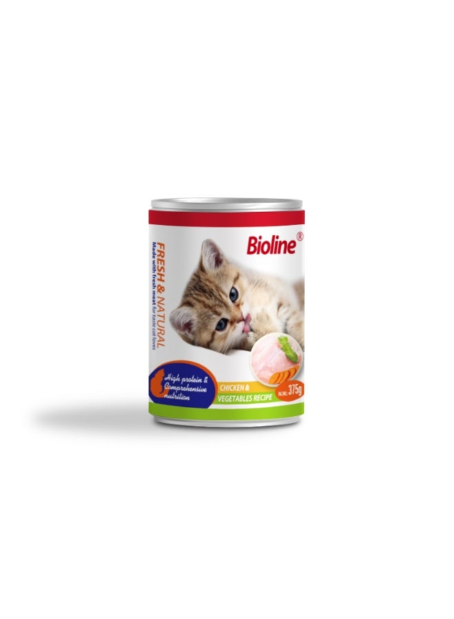 Bioline canned Chicken & Vegetables Cat wet Food - 375G (Pack Of 6) - Image 2