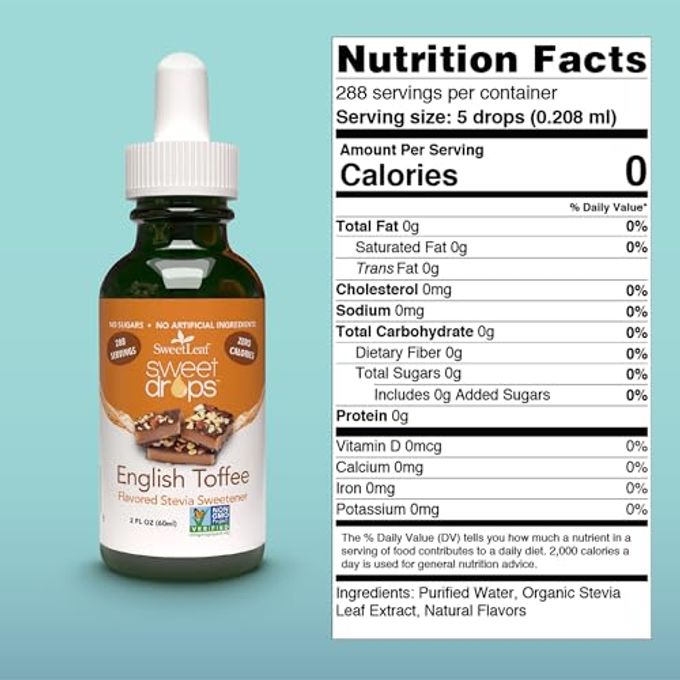rayihni Stevia Liquid Sweet Drops English Toffee Flavored Drops, Stevia Liquid Sweetener, Zero-Calorie, Sugar-Free Syrup Alternative For Keto Coffee, Baking, Shakes, 2 Fl Oz (Pack Of 2) - Image 5