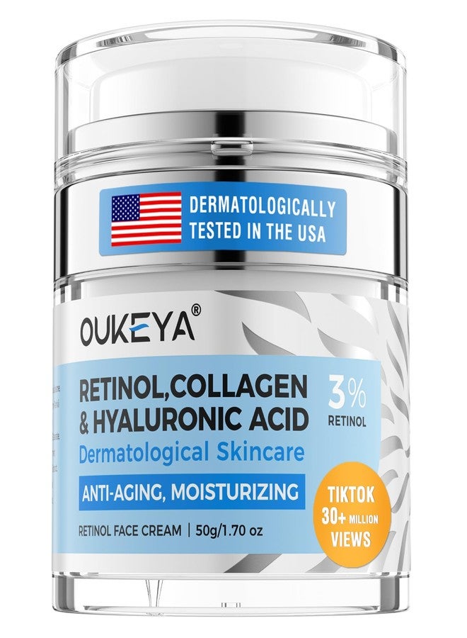 OUKEYA Retinol Cream for Face,Wrinkle for Women, Anti-Aging Moisturizer, Neck Firming & Décolleté, Moisturizer Face Cream, Day Night with 5% Hyaluronic Acid - Image 1