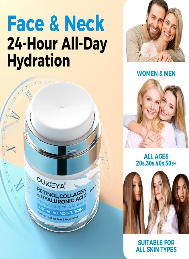 OUKEYA Retinol Cream for Face,Wrinkle for Women, Anti-Aging Moisturizer, Neck Firming & Décolleté, Moisturizer Face Cream, Day Night with 5% Hyaluronic Acid - Image 3
